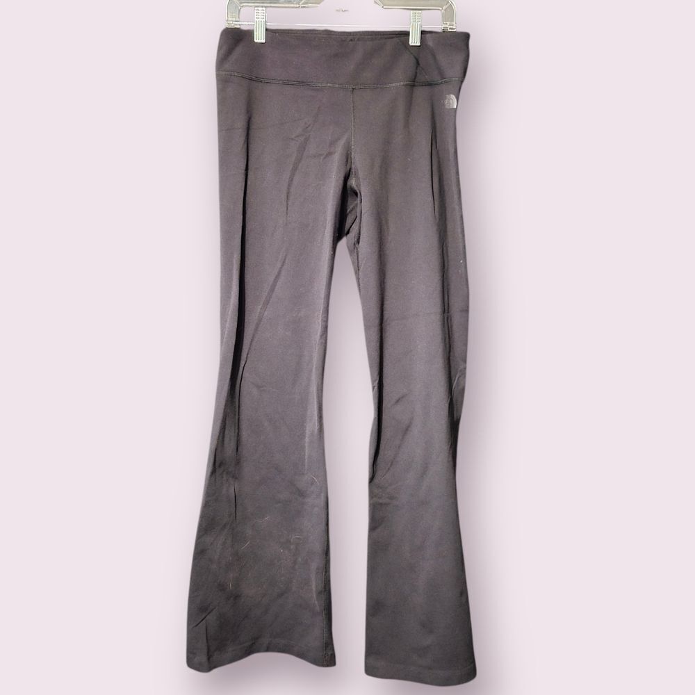 The North Face Flared Leg Athletic Pant Women Large Black VaporWick Yoga | EUC
